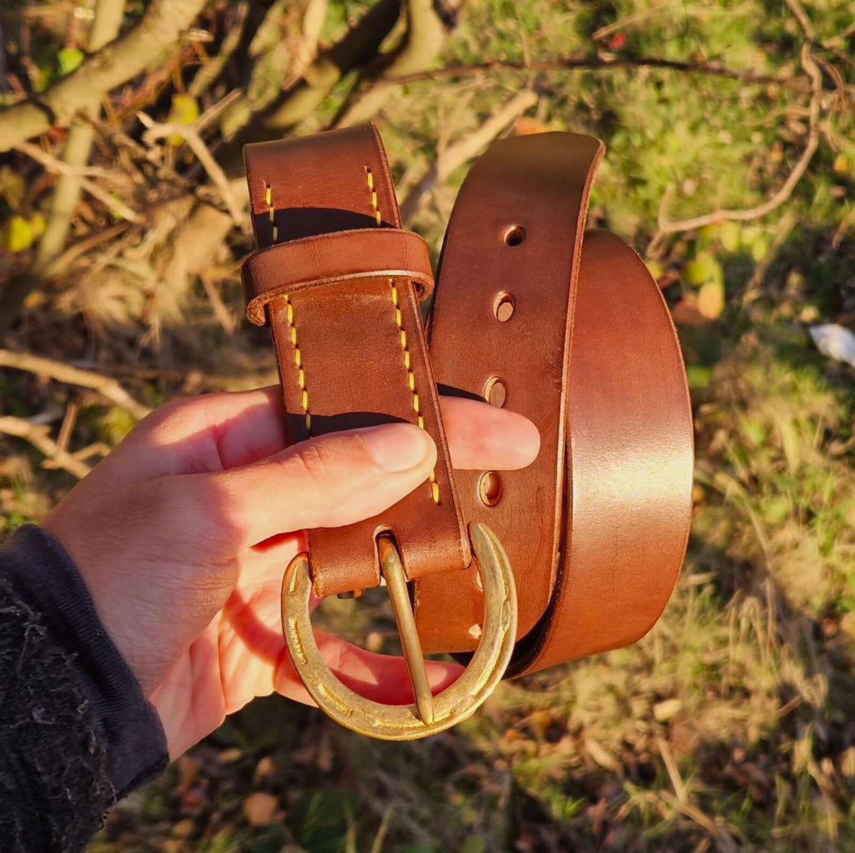 Couture equestrian handmade belts. Super soft real leather. Very rare item. Custom Crazy Horse Leather Belt – Antique Copper Buckle  main image 3