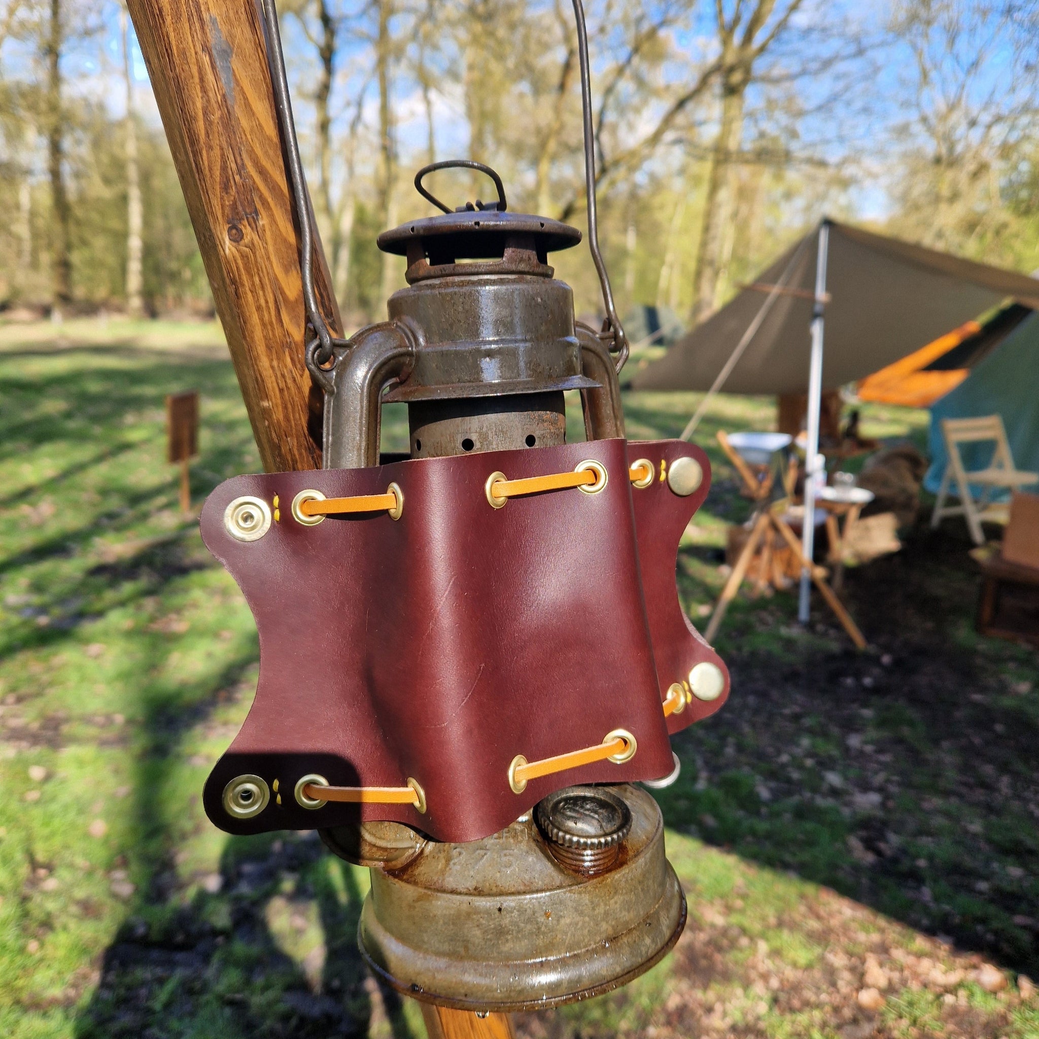 Traditional leather paraffin lantern cover