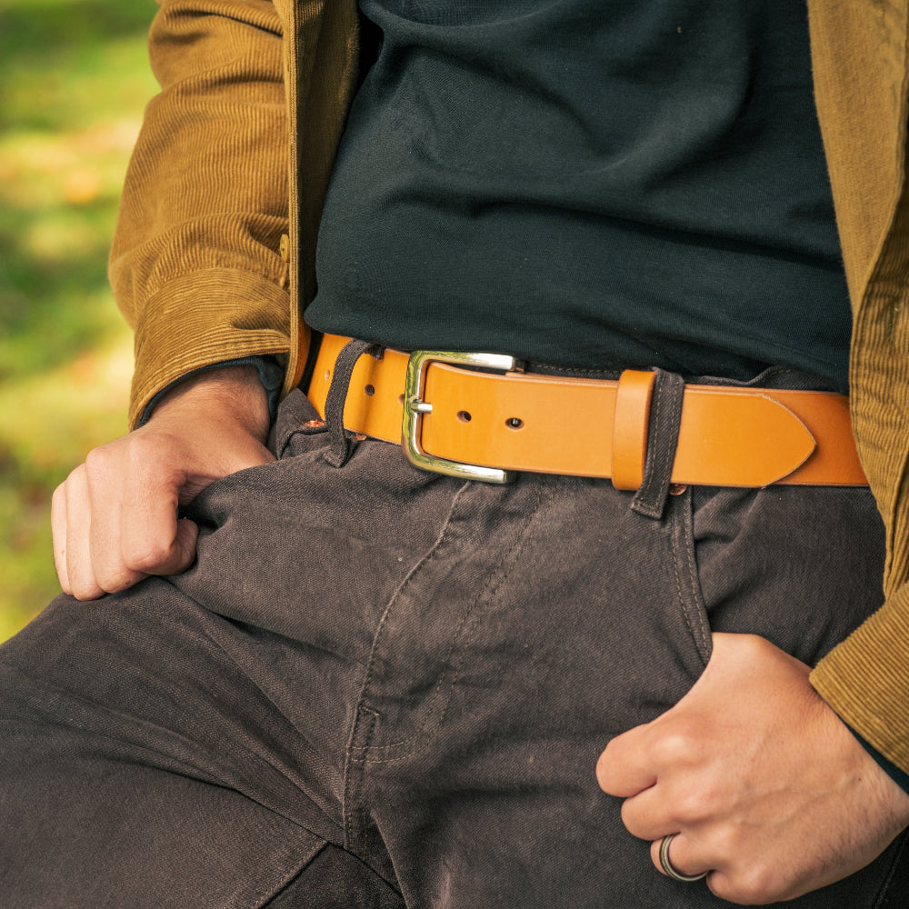 Tan Leather Belt | Stainless Buckle