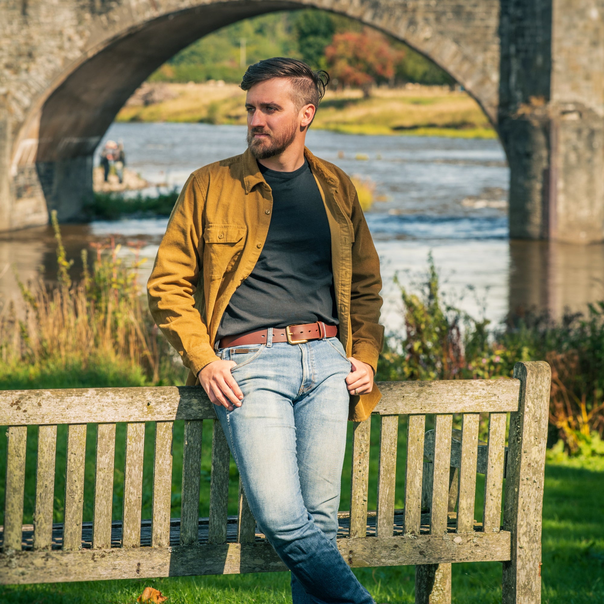 Brown  Leather Belt | Brass Buckle