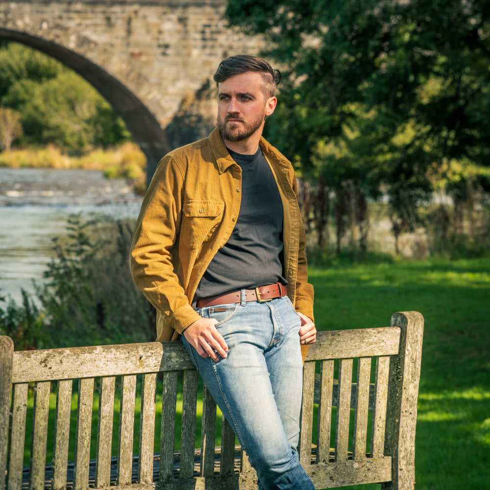 Brown  Leather Belt | Brass Buckle