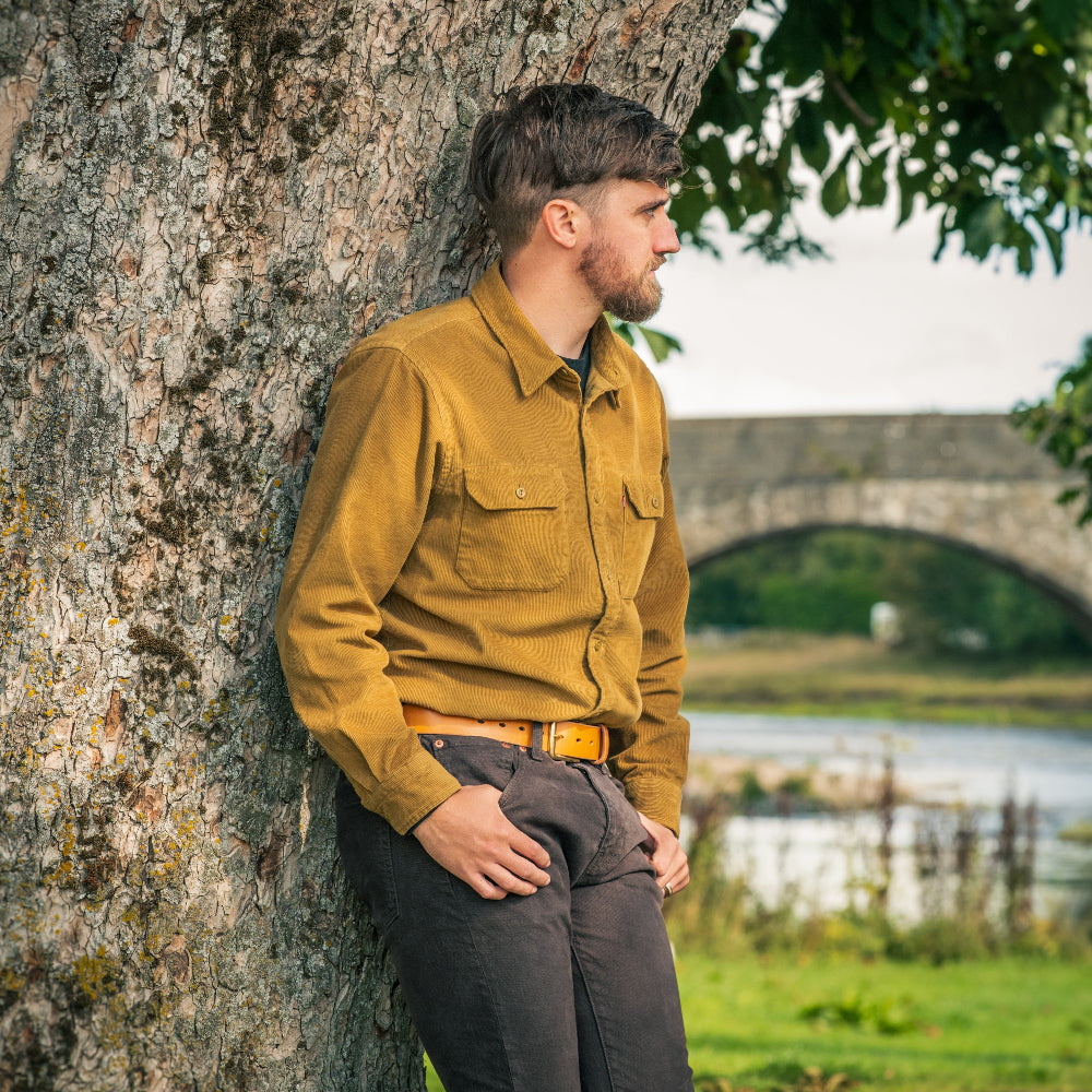 Tan Leather Belt | Brass Buckle