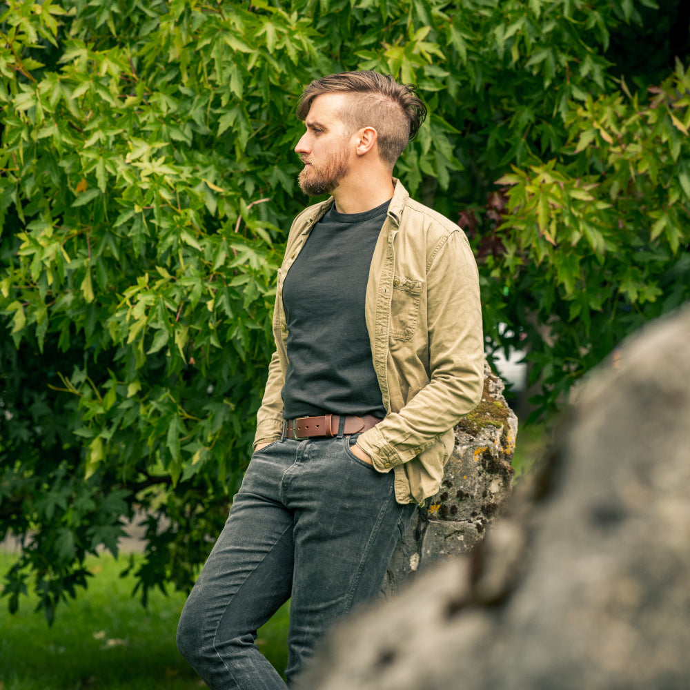 Brown  Leather Belt | Black Buckle