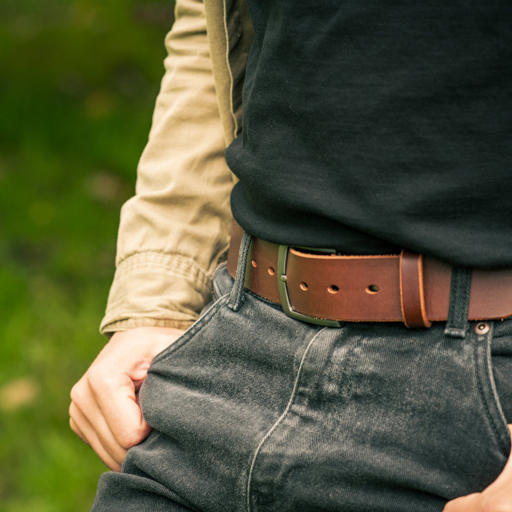 Brown  Leather Belt | Black Buckle