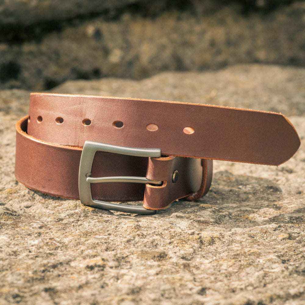 Brown  Leather Belt | Black Buckle