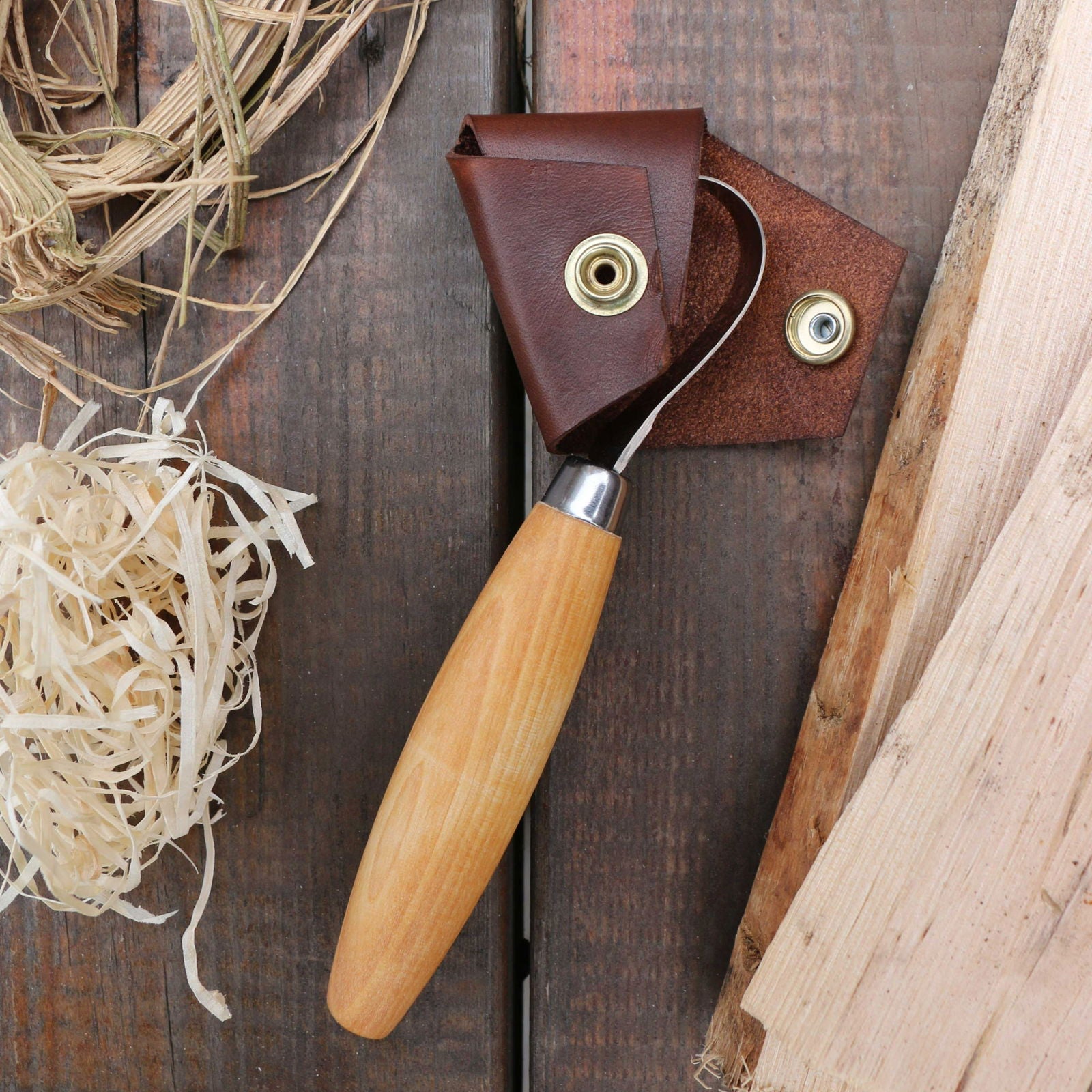 Leather Sheath Mora Crook Spoon Knife 164 - Journeyman Handcraft