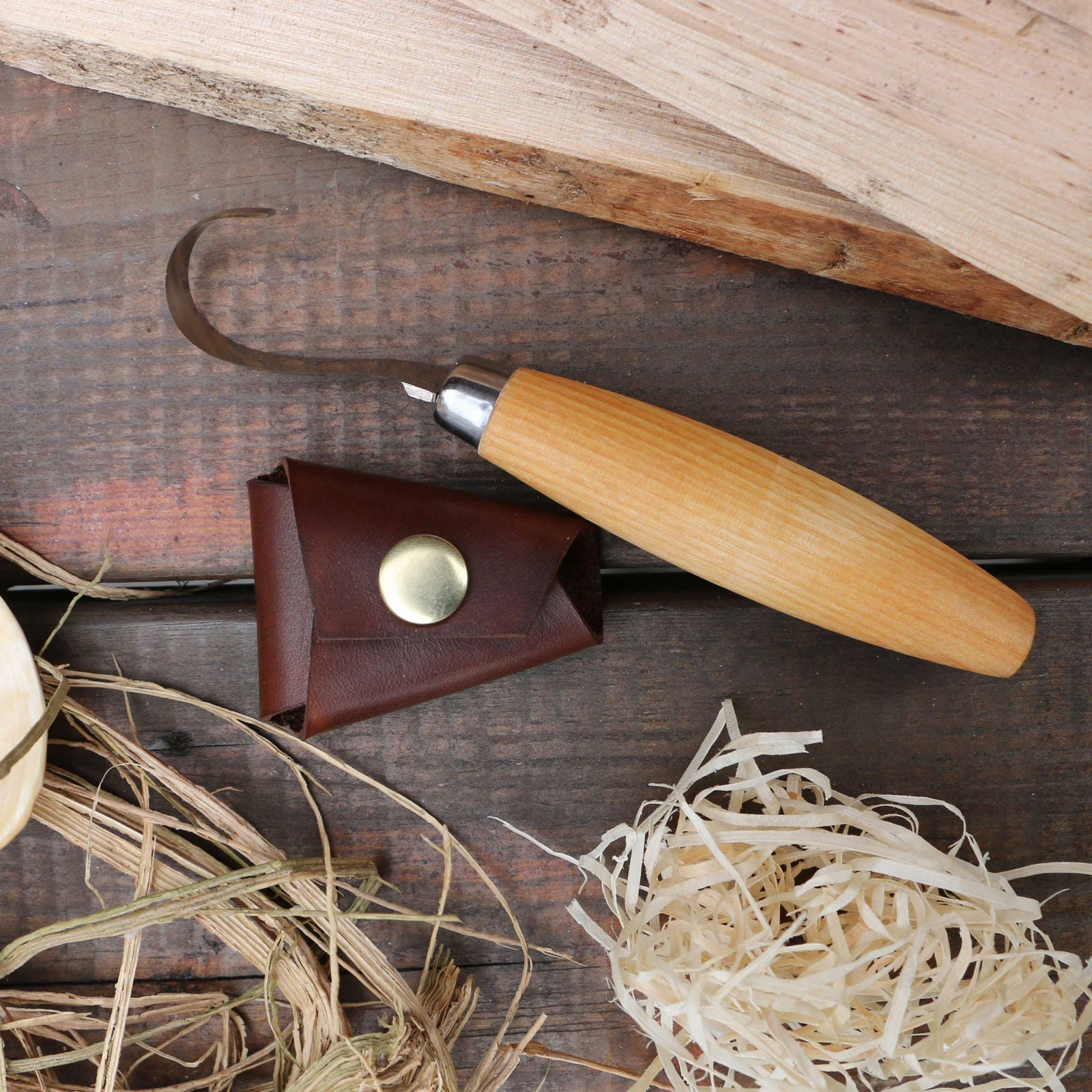 Leather Sheath Mora Crook Spoon Knife 164 - Journeyman Handcraft