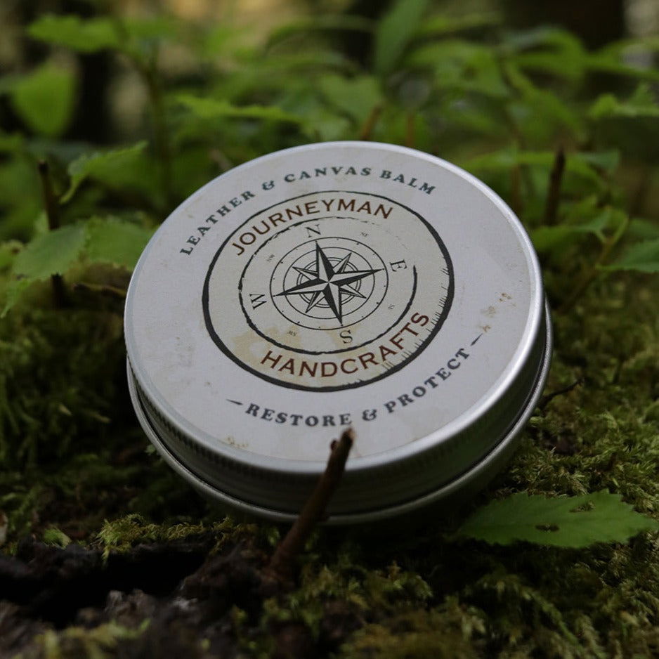 Leather and Canvas Balm Tin - Journeyman Handcraft