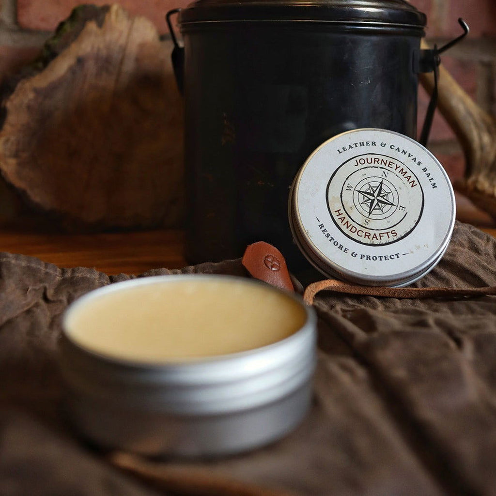 Leather and Canvas Balm Tin - Journeyman Handcraft