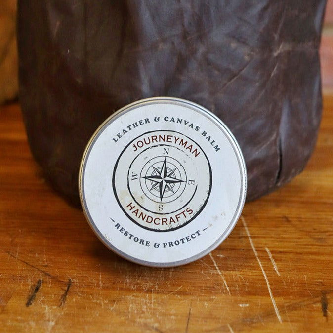 Leather and Canvas Balm Tin - Journeyman Handcraft