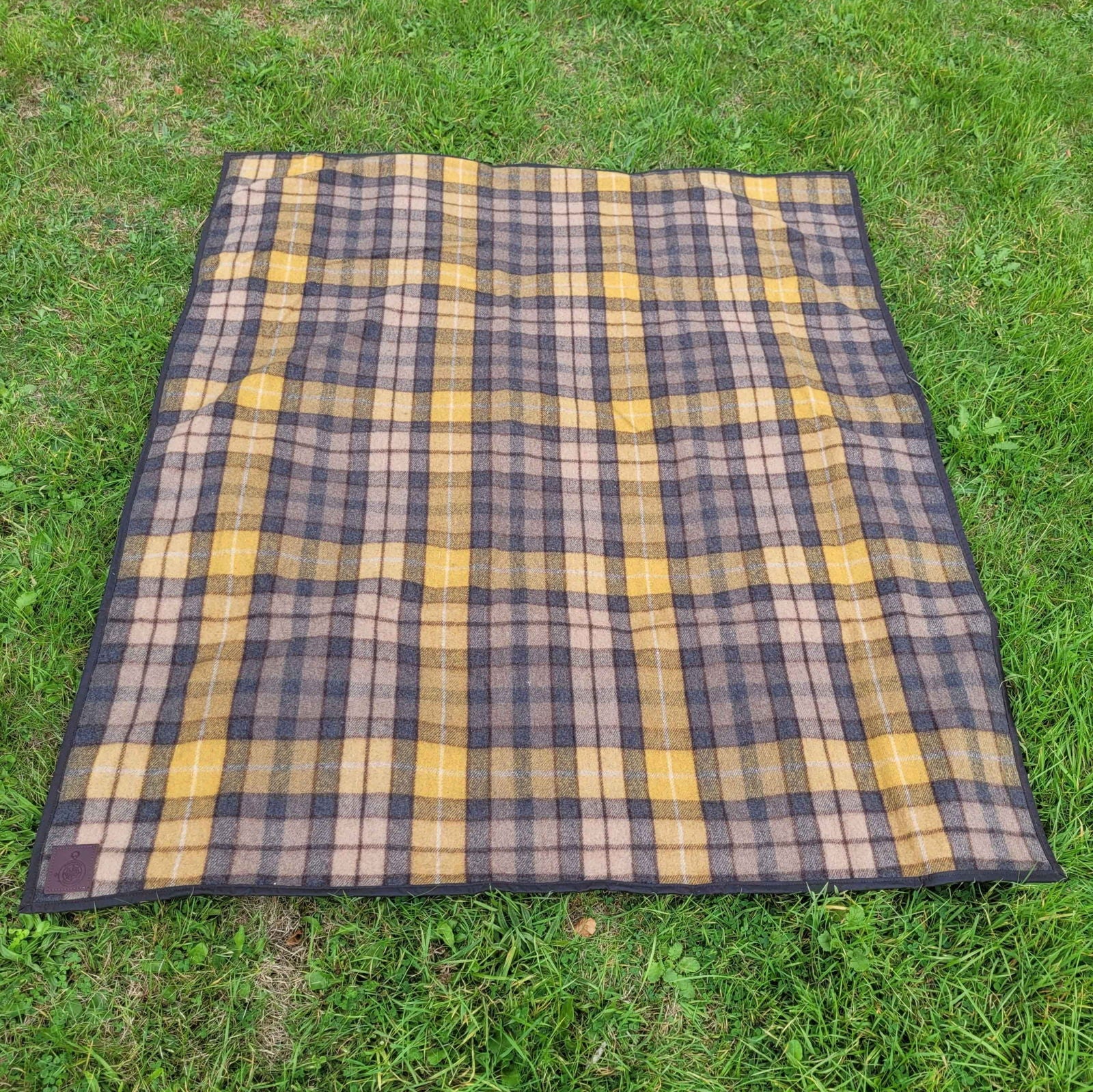 Picnic Blanket Checked Wool and Wax Canvas - Journeyman Handcraft