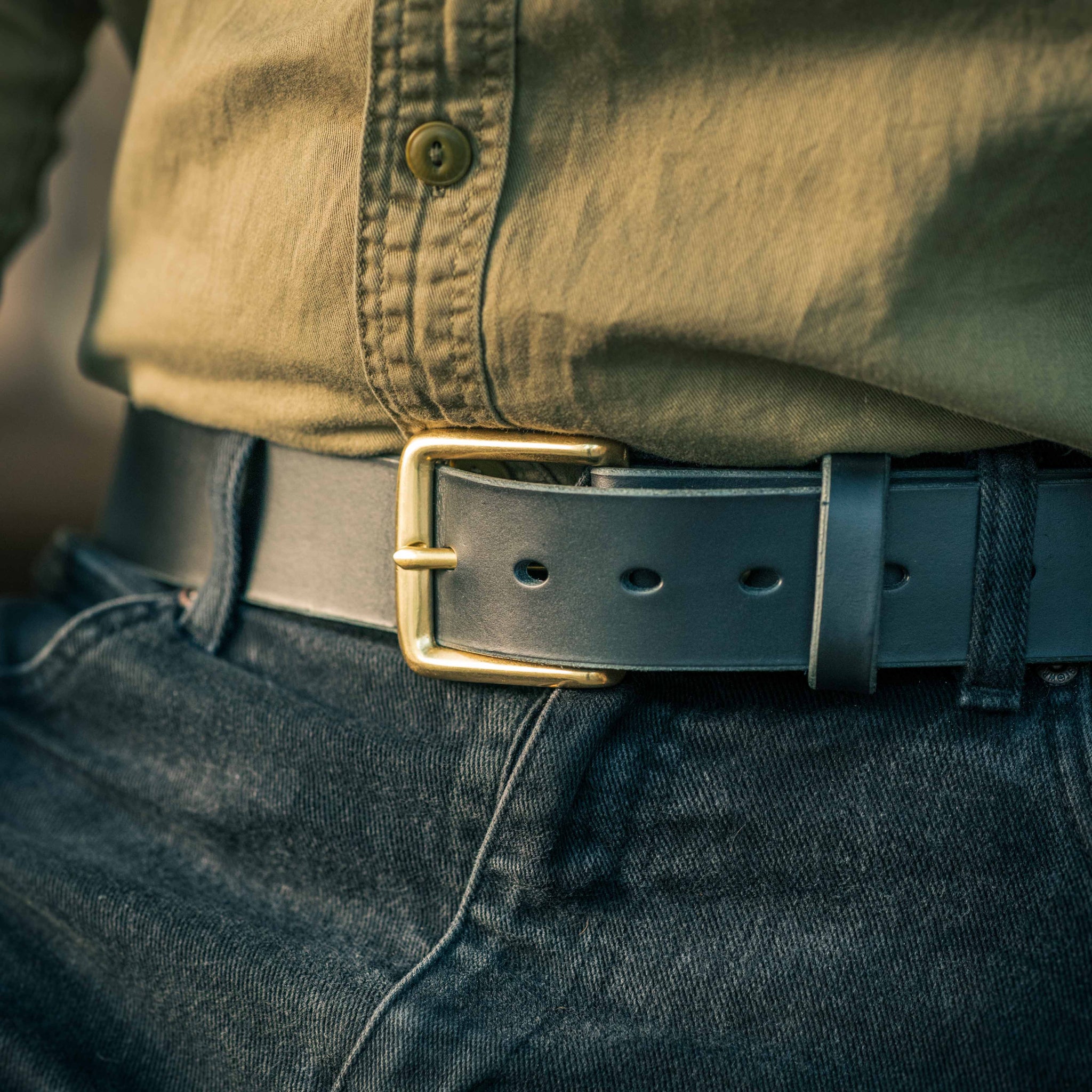 Hand Stitched Leather Belt with Buckle Options
