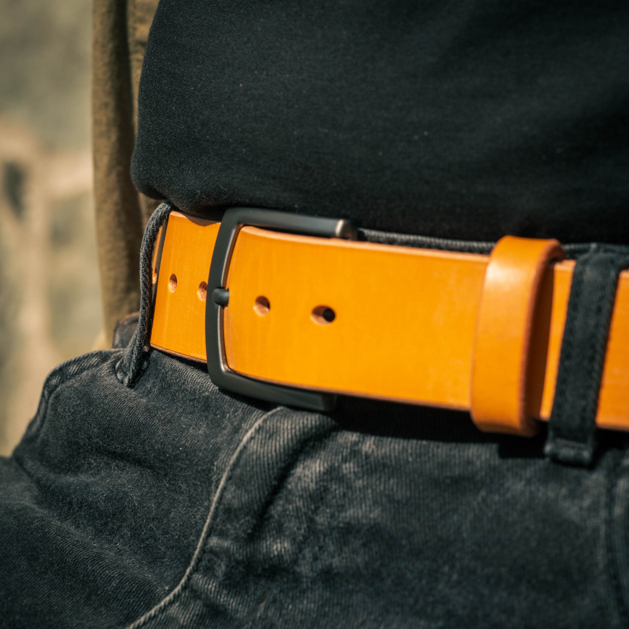 Hand Stitched Leather Belt with Buckle Options