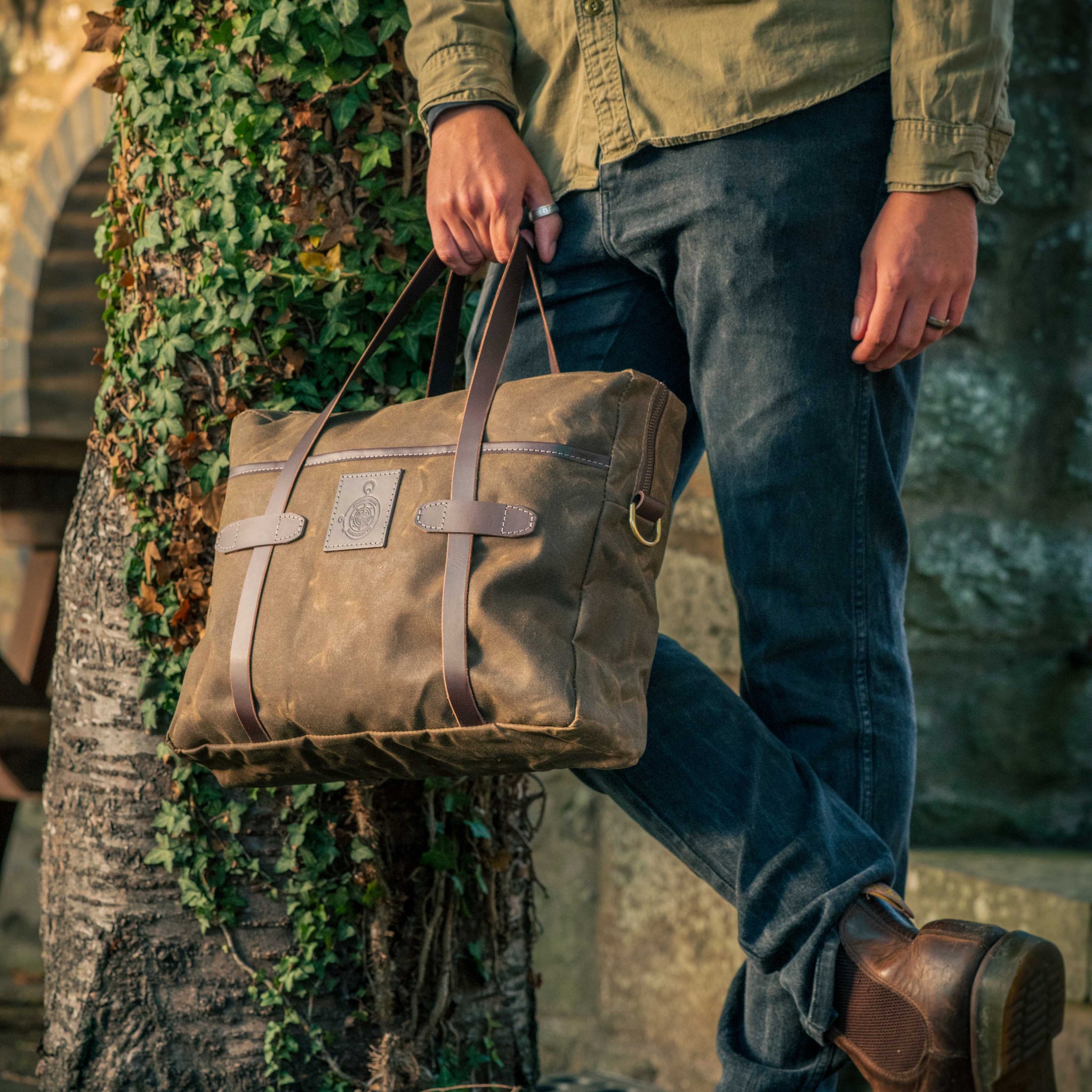 The Ashwood Wax Canvas Laptop Briefcase