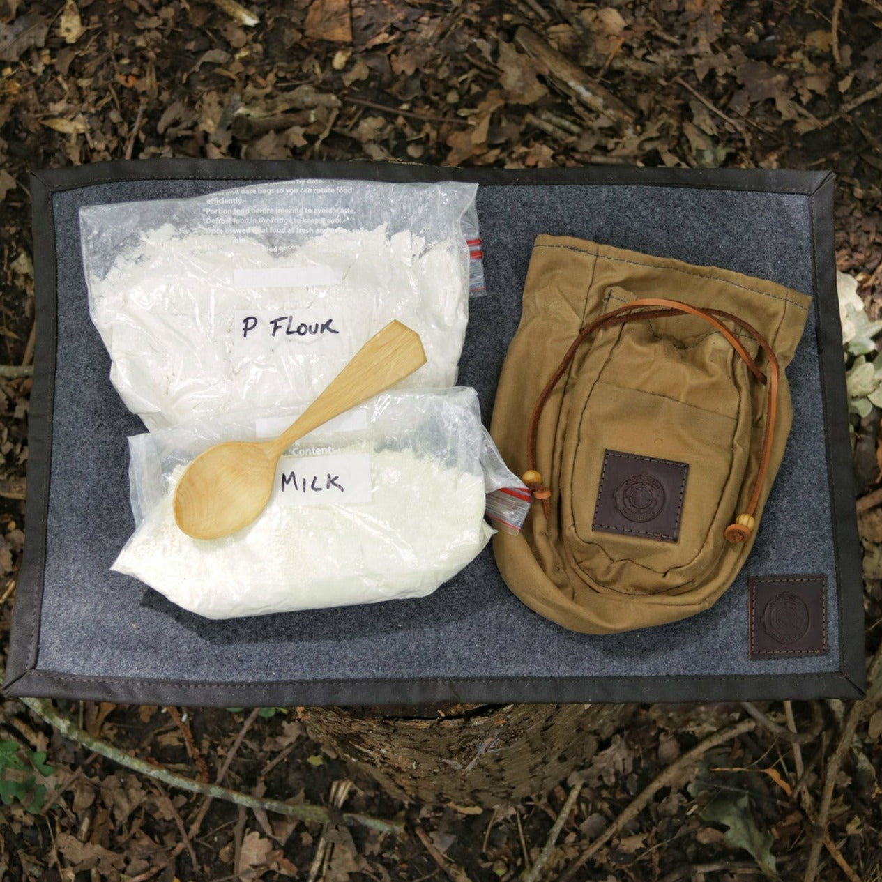 A Sami style wax canvas coffee pouch used in the woods whilst camping