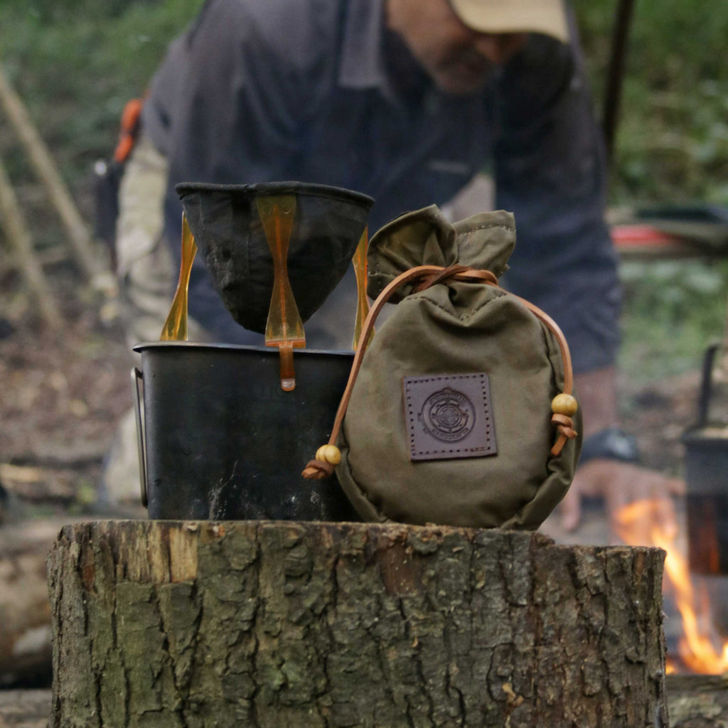 A coffee pouch by the campfire