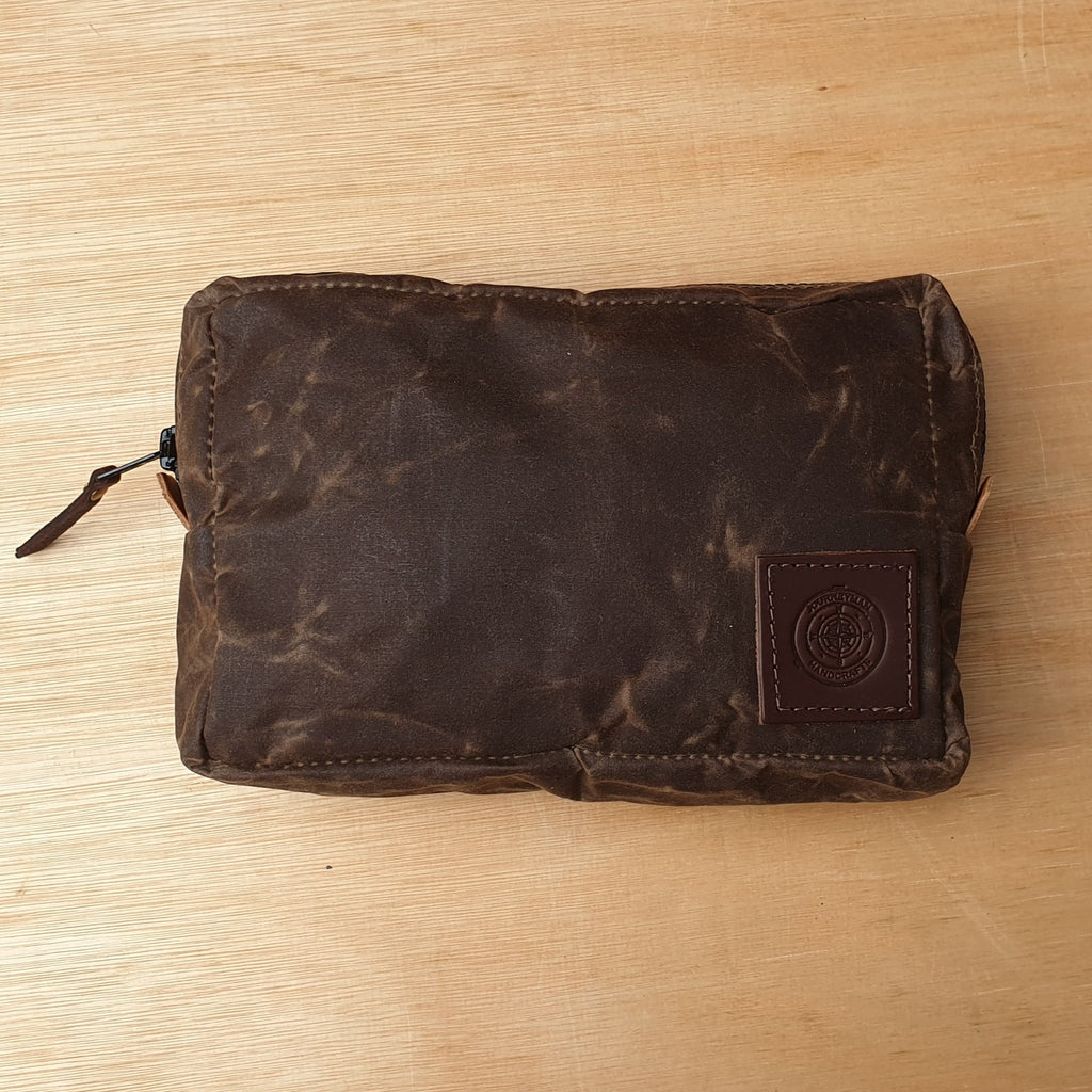 Traditional brown wax canvas camping pouch