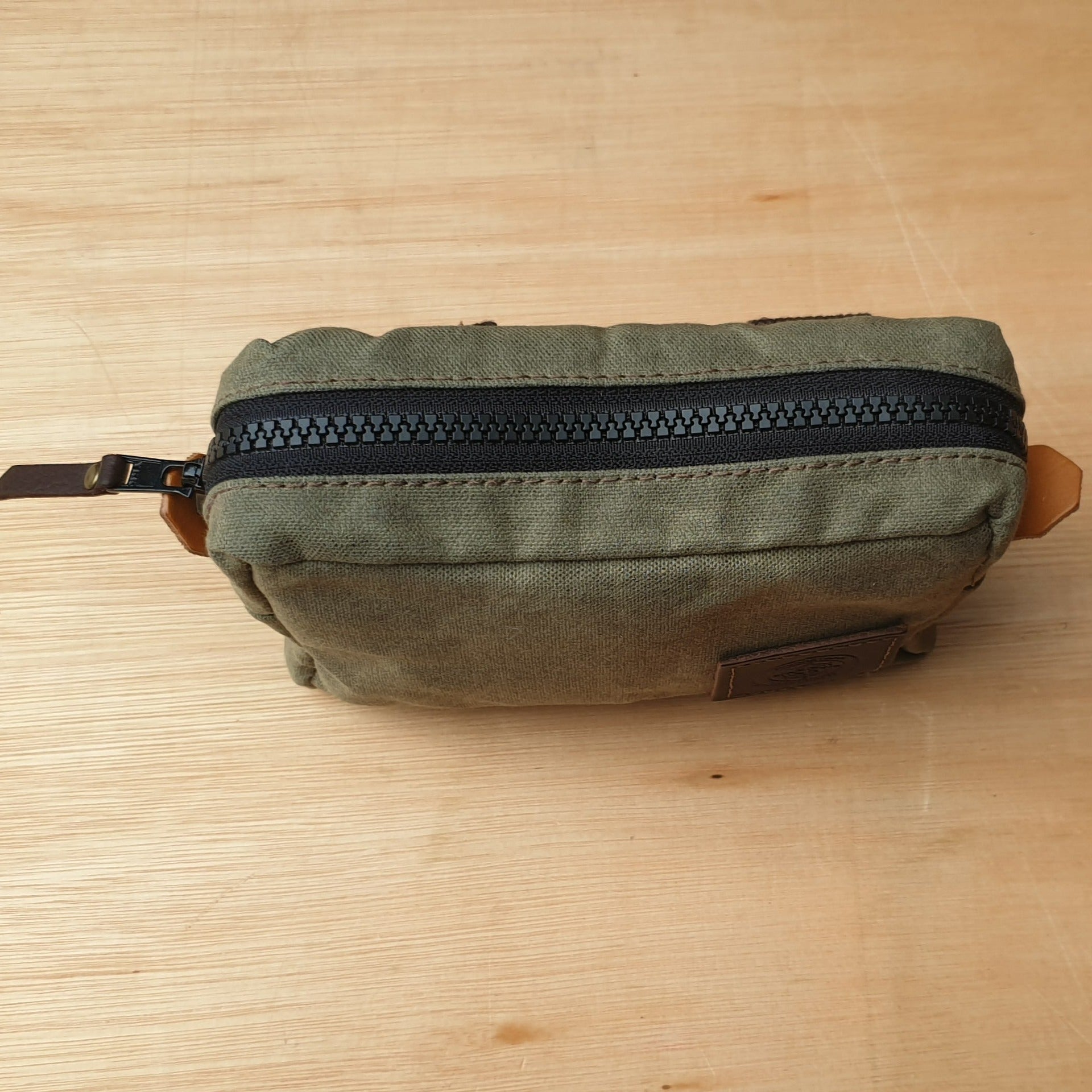 Green canvas belt pouch