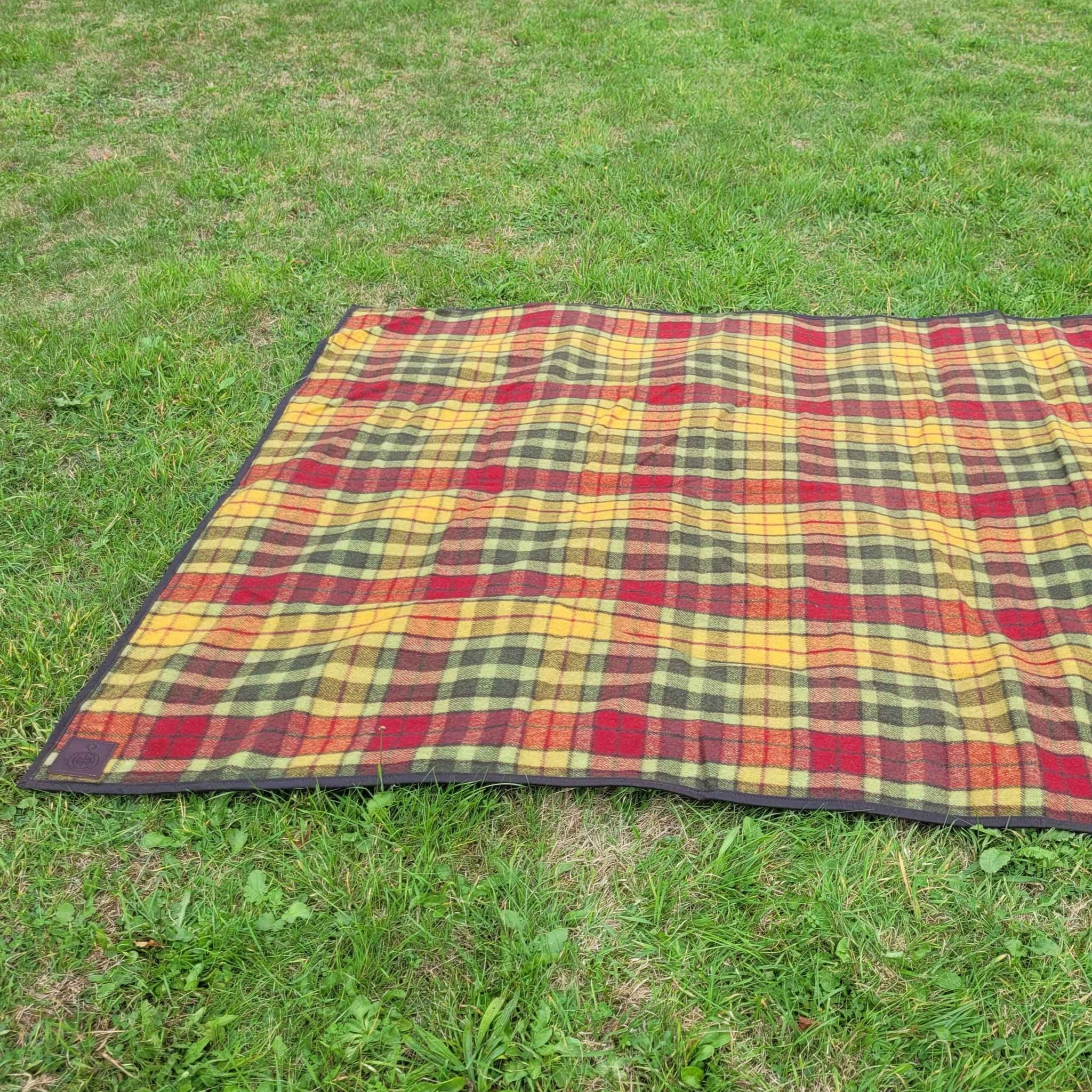 Picnic Blanket Checked Wool and Wax Canvas