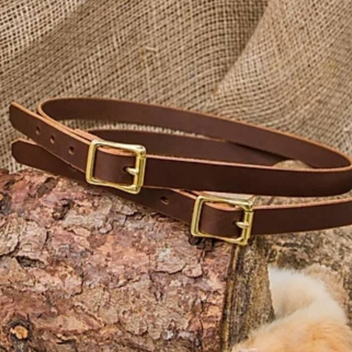 Leather blanket straps with brass buckles