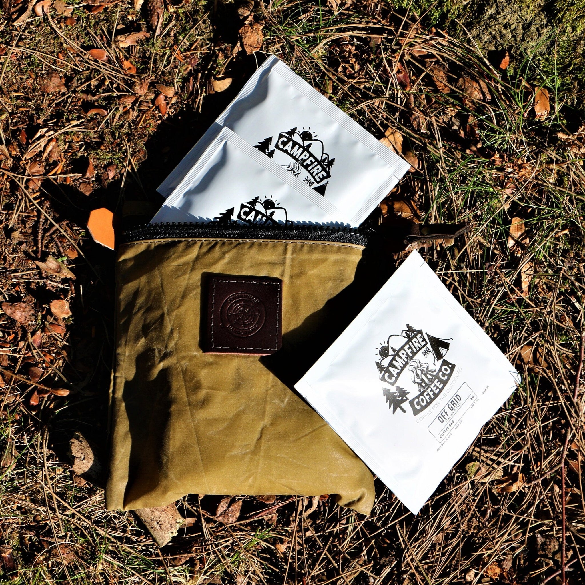 Campfire coffee bags in a Journeyman zipper pouch